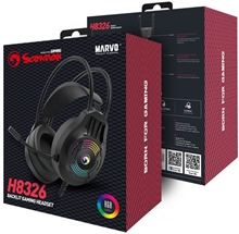 Marvo H8326, headphones with microphone, volume control, black