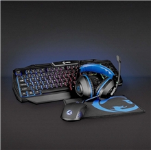 Nedis - 4in1 Gaming Kit - Keyboard, Headset, Mouse and Mousepad, Black/Blue, US